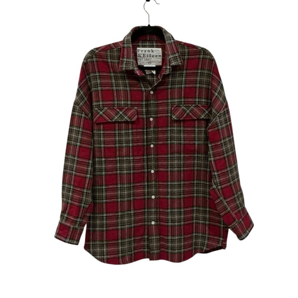 Frank & Eileen McLoghlin Utility Jacket Red Black Textured Flannel Size XS Small - Picture 6 of 14